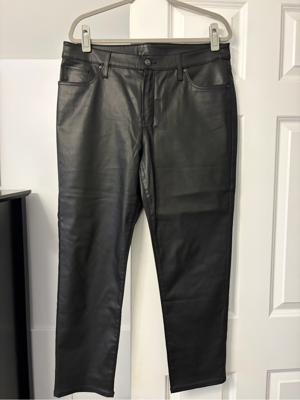 Chico's Black Straight-Leg Black Coated Jeans